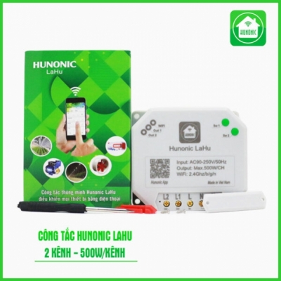 Công tắc thông minh Hunonic Lahu 2 kênh điều khiển từ xa Công tắc thông minh Hunonic Lahu 2 kênh điều khiển từ xa